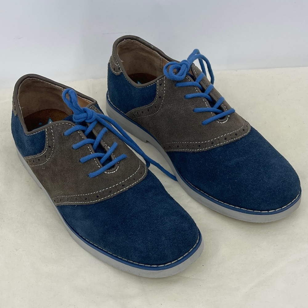 Florsheim KIDS Blue and Brown LEATHER Oxfords BOYS SIZE 6M SADDLE SHOES